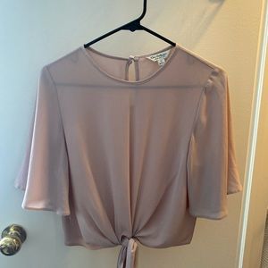 Blush Blouse with Tie Detail